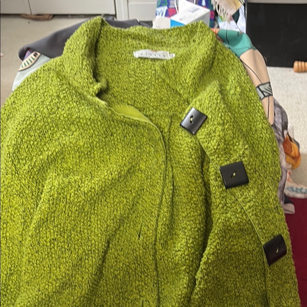 Willow Green Textured Blazer with Black Accents